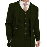 Riolio  Retro Herringbone Men's Blazer Suits Autumn Winter Single-breasted 3-piece Set Jacket vest Pant Thick style Formal Tuxedo Coats
