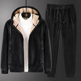 Riolio Men Winter Fashion Plus Size Casual Hoodies+Pants Set Hooded Clothes 2023 Thick Sportswear Warm Fleece Tracksuit Mens Warm Sets