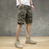 Riolio Men's New Elastic High Waist Pocket Loose Five-point Casual Camouflage Work Shorts