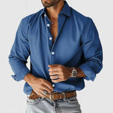 Riolio  Autumn Men's Vintage Shirt Spring Casual Long Sleeve Button Turn-down Collar Seaside Beach Style Solid Ahirts For Male Cardigan