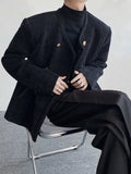 Riolio American Elegant Blazer Coat Autumn Winter High-end Wool Suit Men's Korean Style Loose Double-breasted Suit Vintage Jacket Chic