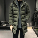 Riolio Male Green Warm Parkas High Quality Men's Long Down Jackets Winter Coats Chaquetas Hooded Casual Winter Parkas Coats Size 4XL