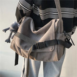 Riolio  Canvas messenger bag men's large-capacity simple messenger bag leisure ins student book shoulder bag boys' satchel