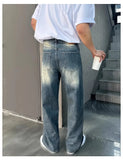 Riolio Autumn New Chic Men Straight Jeans Light Luxury Stylish Vintage Denim Pants Korean Style Urban Fashion Leisure Washing Trousers