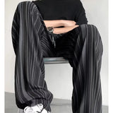 Riolio  Spring Summer New Elastic Waist Striped Contrast Color Straight Pants Man High Street Casual Loose Drawstring All-match Trousers