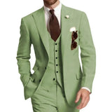 Riolio  Elegant Men's 3-Piece Tuxedo Suit with Peak Lapel Blazer Vest And Pants Fashionable Male Wedding Business Banquet Clothing