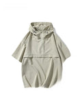 Riolio Ice Silk Men's irt ort Sve Thin American Outdoor Mountain Qui Dry Hooded Workwear Jaet f Zipper Breathable...