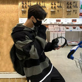 Riolio Autumn and Winter Retro Korean Style Men and Women Trendy Knitted Hoodie Couple Loose Hip Hop Striped Casual Top harajuku y2k