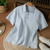 Riolio  Summer Solid Color Linen Short-sleeved Shirt Men's Light and Breathable Simple Thin Retro Casual Top