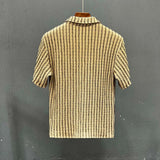 Riolio  Trendy Striped Men V Neck Polo Shirt Summer Fashion Short Sleeve Casual Tops High-End New Design Comfortable Wear