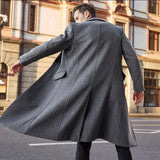 Riolio Korean Trend Men's Loose Casual Single-breasted Overcoat Autumn Winter Fashion New Long Sleeve Woolen Long Coat