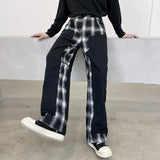 Riolio 2024 Fashion Elegant Plaid Splicing Design Casual Pants Men's Trendy High Street Original Straight Tube Trousers