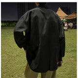 Riolio  Korean Men's Spring and Autumn Square Collar Print Fashion and Versatile Loose and Casual Two-piece Long Sleeved Shirts