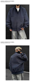 Riolio  Jacket Mens Casual Jacket Solid Stand Collar Loose Fit Zipper Autumn Coat Ribbed Cuffs Relaxed Outerwear