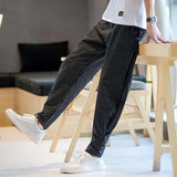 Riolio  New Summer Korean Edition Handsome and Fashionable High Waist Pocket Striped Print Loose Oversized Strap Casual Pants