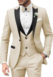 Riolio  3 Pieces Blazer Vest Pant Fashion Marriage Costume New Solid Suits for Men Slim Fit Groom Wedding Suits Tuxedo Best Man
