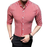 New Shirts for Men Korean Slim Fit Half Sleeve Shirt Mens Casual Plus Size Business Formal Loose Wear Chemise Homme 5XL