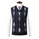 Riolio  Autumn Winter Mens Knitted Sleeveless Jacket Man V-Neck Warm Jumper Knitted Waistcoats Men Wool Pullovers Sweater Vests Clothing