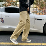 Riolio  Fashion Solid Color Personality Pocket Men's Cargo Pants Classic Loose Straight Cylinder Street Casual Wide-leg Male Trousers