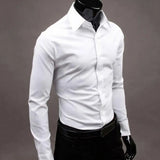 Riolio Classic Business Shirt  Breathable Not See Through Men's Shirt Men's Slim Fit Cotton Business Shirt