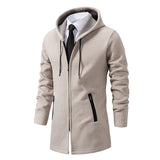 Riolio Men's Winter Padded Jacket Thick Fleece Long Jackets Coat Knitting Sweaters Hooded Zipper Cardigan Male Overcoat