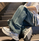 Riolio  New Straight Jeans men Elastic waist Spring New Vintage Casual Baggy Jeans Korean Youth Trousers Classic Wide Leg Denim Pants