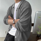 Riolio Men Fashion Daily Outerwears Cardigan Fall Winter Korean Casual Long Sleeve Sweater Baggy Thicken Thermal Knitted Sweaters Male