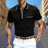 Riolio Men's Summer Casual Short Sleeved Polo Shirt Office Fashion Lapel Pocket T-shirt Men's Breathable Polo Shirt Men's Clothing