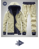 Riolio Hooded Sweat shirt+Pant 2-piece Sets Men Set Sports Suit Fleece Thickened Sportswear Casual Men Tracksuit Winter male Tracksuit