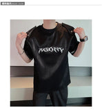 Riolio Summer High Street Men and Women Trendy Personalized Letter Printed Round Neck Short Sleeve Couple Harajuku Casual T-shirt Top