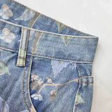 Riolio  Mens Fashion Printed Jeans Spring Floral Denim Mopping Trousers Korean Style High Street Loose Hip Hop Wide-leg Jean Pants