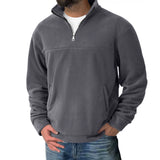 Riolio  Men's Fleece Half-Zip Pullover Casual Stand Collar Sweatshirt with Side Pockets