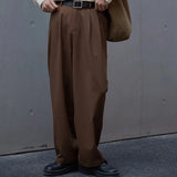 Riolio  Men Draped Wide Leg Suit Pants Korean Style Loose Straight Casual Dress Trousers For Autumn