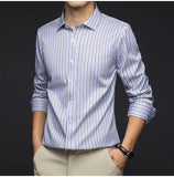 Riolio  Smart Casual Autumn Winter New Shirts Men Lapel Striped Single Breasted Korean Trend Fashion All-match Slim Long Sleeve Tops