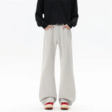 Riolio  White Jeans Men Straight Leg Drag Pants Classic Plain Denim Trousers Unisex Neutral Minimalist Jeans Wholesale Fashion 2025