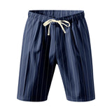 Riolio  Men's Striped Linen Blend Shorts Elastic Waist Drawstring Casual Beach Shorts