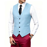 Riolio  Men's Wedding Formal Suit Vest Slim Fit V-Neck Waistcoat Business Party Sleeveless Men's Clothing