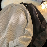 Riolio Brand Sweaters Trend Mans Autumn Winter Solid Color Splicing Loose O Neck Oversize Pullover New Man Motion Clothes