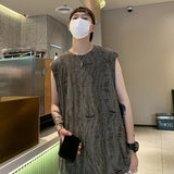 Riolio Tanks Men Ripped Y2k Tops American Streetwear Hip Hop Loose Sleeveless Summer Clothes Sporty All-match Handsome Vintage