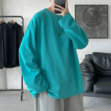 Riolio FALL OUTFITS MEN Long Sleeve Casual Solid Color Cotton T Shirt For Men Spring Autumn O-neck Oversized Men's T-shirt