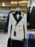 Riolio  Double Breasted Men's Formal Business Suit Set 2 Pieces Handsome Man Slim Fit Tuxedo Wedding Groom Sets Performance Outfit
