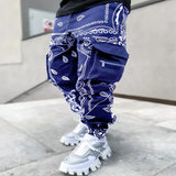 Riolio  Independent Station New Cashew Flower Casual Sports Harem Pants Men's Loose High Street Multi-Pocket Cargo Pants