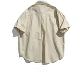 Riolio  Retro Japanese Workwear Short Sleeve Men's Shirt Summer Trendy Outdoor Casual Versatile Youthful Pure Color Loose Fit Cardigan
