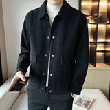 Riolio Korean Style Fashionable High-end Jacket Men's Spring Autumn 2025 New Corduroy Top Trendy Handsome Loose Short Lapel Thin Jacket