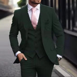 Riolio  Pink Luxury Men Suits Terno Slim fit 3 Piece Jacket Pant With Vest Groom Wedding Tuxedo Costume Homme Formal Occasion Terno