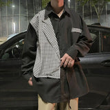 Riolio  Korean Men's Spring and Autumn Square Collar Print Fashion and Versatile Loose and Casual Two-piece Long Sleeved Shirts