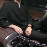 Riolio  Korean Shirt Men Autumn New Niche Design Collarless Wrinkle-Free Long Sleeve Business Casual Top Solid Color Men Dress Shirt