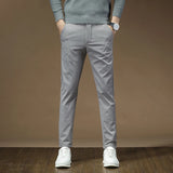 Riolio  Brand Clothing Autumn Thick Style Plaid Work Stretch Pants Men Business Fashion Slim Grey Party Casual Pant Trousers Male