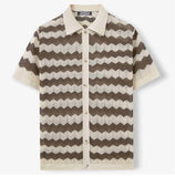 Riolio  New High-quality Breathable Fabric Knitted Cutout T-shirt Spring/Summer Men's Business Casual Striped Shirt Men Clothing