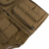 Riolio  Men's Vest Tactical Webbed Gear Coat Summer Photographer Waistcoat Tool Many Pocket Mesh Work Sleeveless Jacket Male